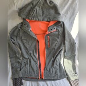 Gray and Coral Hooded Jacket